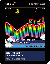 pico-8 cartridge with a black shell